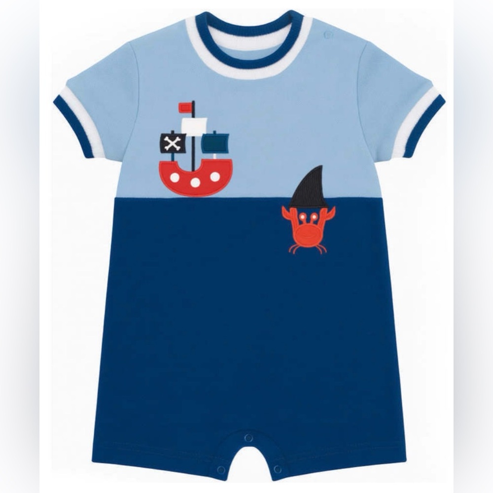 NWT Florence Eiseman Knit Shortall with Pirate and Crab